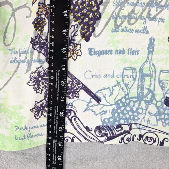 Cactus Bay Top Medium Vintage Y2K Chardonnay Wine Rhinestones All Over Print - Picture 5 of 7